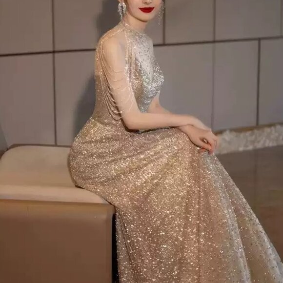 Sparkling Formal Ballgown Maxi Dress - Picture 4 of 5